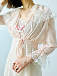 Vintage pastel pink bed jacket lingerie top