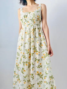 Lemon print floral dress