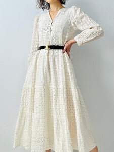 Vintage white eyelet maxi dress