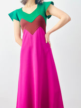 Load image into Gallery viewer, Vintage 1970s CECI color-block gown
