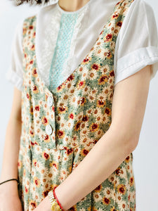 Vintage daisy floral overall dress