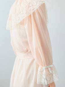 Vintage pastel pink bed jacket lingerie top