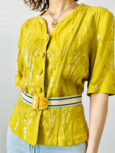 Load image into Gallery viewer, 1940s chartreuse rayon crepe top
