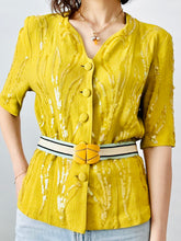 Load image into Gallery viewer, 1940s chartreuse rayon crepe top
