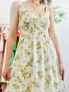 Lemon print floral dress