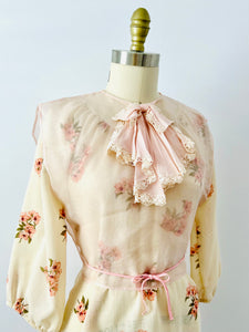 Antique 1910s pink organza coverup top