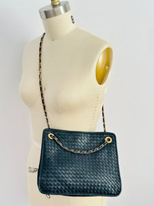 Vintage woven leather shoulder/crossbody bag