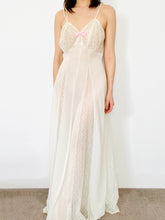 Load image into Gallery viewer, Vintage 1970s Lace Lingerie Full Length Gown w Pink Velvet
