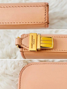 Vintage YSL Pastel Pink Leather Wallet Vintage Clutch with Gold Buckle
