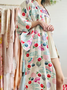 Vintage Japanese Kimono Floral Robe