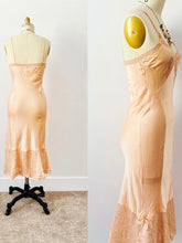 Load image into Gallery viewer, Vintage 1930s Silk Lingerie Slip w Ribbon Bow Beaded Sequins

